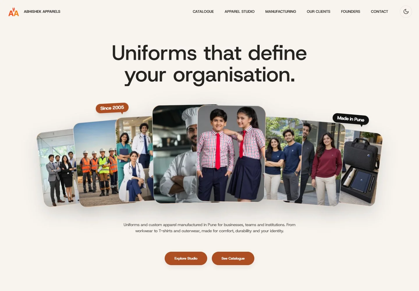 Actual Abhishek Apparels website capture